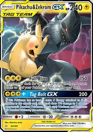 Carta Pikachu e Zekrom-GXPikachu & Zekrom-GX