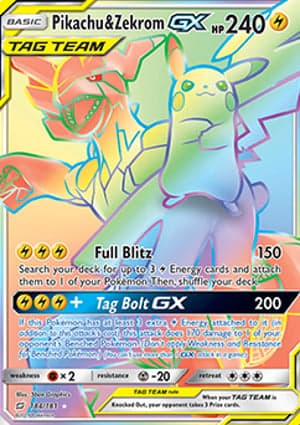 Carta Pikachu e Zekrom-GXPikachu & Zekrom-GX