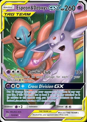 Carta Espeon e Deoxys-GXEspeon & Deoxys-GX