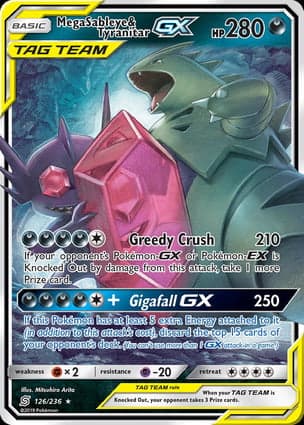 Carta Mega Sableye e Tyranitar-GXMega Sableye & Tyranitar-GX