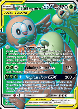 Carta Rowlet e Exeggutor de Alola-GXRowlet & Alolan Exeggutor-GX