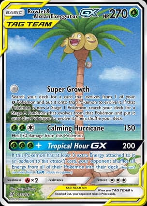 Carta Rowlet e Exeggutor de Alola-GXRowlet & Alolan Exeggutor-GX