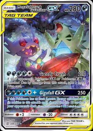 Carta Mega Sableye e Tyranitar-GXMega Sableye & Tyranitar-GX