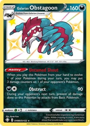 Carta Obstagoon de Galar Galarian Obstagoon