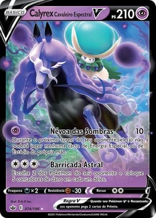 Carta Calyrex Cavaleiro Espectral VShadow Rider Calyrex V