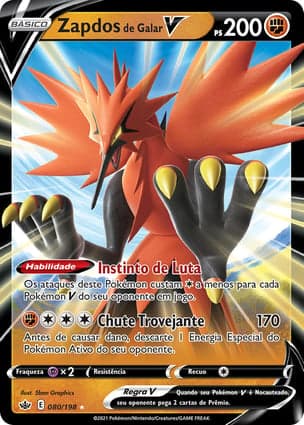 Carta Zapdos de Galar VGalarian Zapdos V