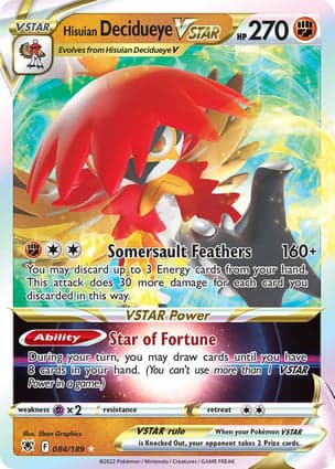 Carta Decidueye de Hisui V-ASTROHisuian Decidueye VSTAR