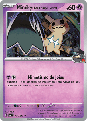 Carta Mimikyu da Equipe RocketTeam Rocket's Mimikyu