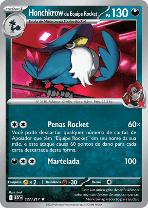 Carta Honchkrow da Equipe RocketTeam Rocket's Honchkrow